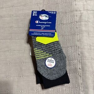 Champion Men's Gray & Neon Yellow Athletic Crew Socks - 3 Pack
